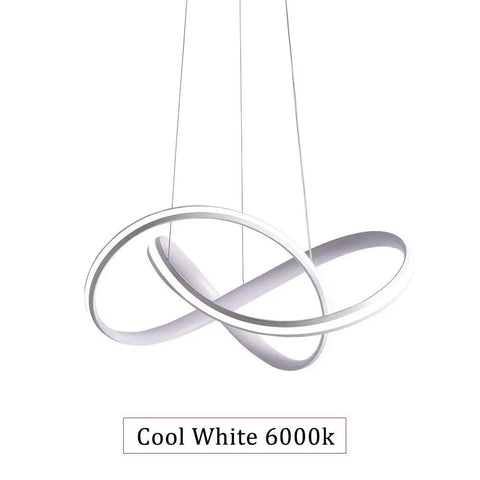 Cool White 6000k LED light from Dope 19 Inch Modern White Island Pendant Light Fixture 36W LED Build Dimmable With Remote Control 3 Color Temps