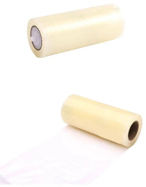 Top Tier Disposable Shoe Film Refill Rolls For Automatic Shoe Cover Machines, thick PE plastic wrap on a roll.