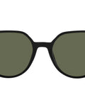 Unisex Thalia Square Sunglasses With 100 Percent UV Protection, Black Frame And Green Lenses, 53 Millimeter Lens Width