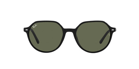 Unisex Thalia Square Sunglasses With 100 Percent UV Protection, Black Frame And Green Lenses, 53 Millimeter Lens Width