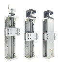 Slick Dual Rail Linear Guide Module With Enclosed Aluminum Sliding Table And Manual XYZ Axis Stage running super smooth on 900Mm travel.