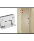 Top Shelf 90 Degree Stainless Steel Frameless Shower Hinges Heavy Duty Built Tough Bathroom Door Hardware Rock Solid Pivot Support For Thick Tempered Glass Panels, highlighted in bathroom setting.