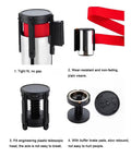 Heavy Duty Wall Mounted Retractable Belt Barrier With Magnetic Snap And Nine Foot Red Stanchion Rope showing compact design and durable materials.