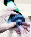 Installing Eight Pack Three Inch Nylon Fiber Buffing Wheels With Three Eighths Inch Arbor on bench grinder