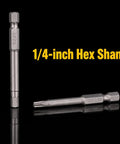 Heavy Duty Hex Head Allen Wrench Drill Bit Set Featuring 33 Pieces Crafted From Tough As Nails S2 Steel With Magnetic Tip And Quarter Inch Shank, showing 1/4-inch hex shank bits.
