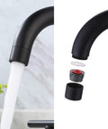 Matte Black 8 Inch Widespread Bathroom Faucet With 3 Holes And Two Handles, Solid Brass Construction, water gushing, disassembled parts