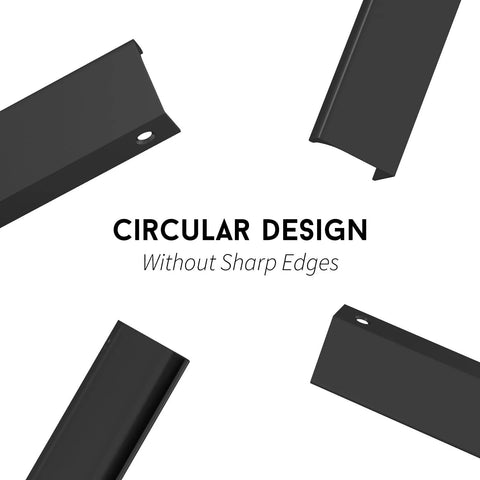 Close-up of 10 Pack Finger Edge Pulls For Black Cabinet Handles And Drawer Pulls With 5 Inch Hole Centers showing circular design