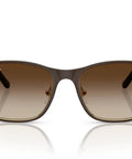 RJ9551S Square Sunglasses For Narrow Faces That Fit Like A Glove Matte Brown On Gold Frame With Light Grey Gradient Lenses 48 mm