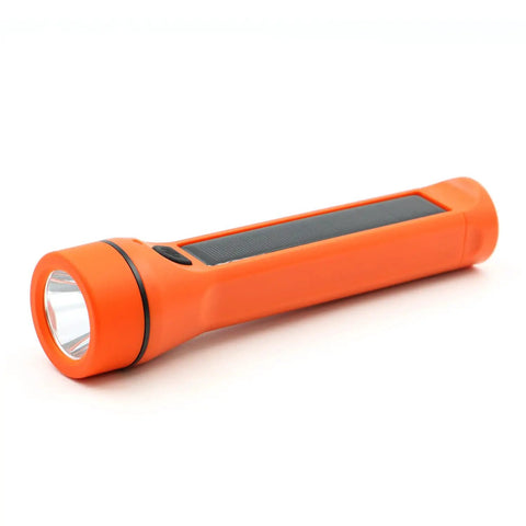 Orange 1000 Lumen Solar LED Flashlight With Micro USB Port Waterproof Outdoor Utility Light Hybrid Solar Rechargeable