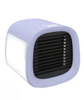 Kickback Portable Evaporative Air Cooler AC Unit With Four Speed Settings And One Button Control To Beat The Heat At Your Desk Car Or Tent While Trapping Dust And Serving Always Fresh Air Whenever You Pull Up, compact purple design.