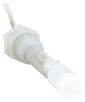 Liquid Level Sensor With Side Mount Float Switch, Polypropylene Construction, Half Inch NPT Thread, 24 Inch Lead Wires