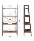 Industrial Style Four Tier Floor Bookshelf And Plant Stand With Dope Space Saving Trapezoid Design In Brown dimensions and shelves