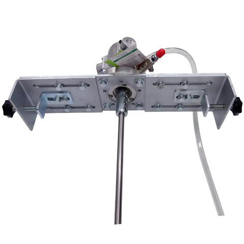 Half Horsepower 55 Gallon Pneumatic Paint Drum Mixer With Adjustable Bracket Mount showing shaft and air motor agitator