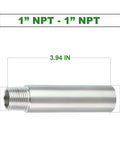 Beefy 304 Stainless Steel Pipe Fittings 1 Inch NPT Male To 1 Inch NPT Female, 4 Inch Thickened Nipple Cast Pipe Connector For Plumbing, Corrosion Resistant, Pack Of 2