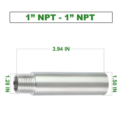 Beefy 304 Stainless Steel Pipe Fittings 1 Inch NPT Male To 1 Inch NPT Female, 4 Inch Thickened Nipple Cast Pipe Connector For Plumbing, Corrosion Resistant, Pack Of 2