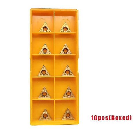 Carbide turning inserts TCMT21.51 in a yellow 10-piece organizer box