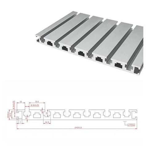 Hella Tough Anodized Aluminum Extrusion Profile 20X240Mm T Channel Rail For 3D Printers Cnc Routers And Custom Maker Builds 500Mm Length Single Piece with detailed dimensions.