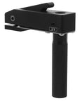Close-up of Grab And Go Ready Portable Aluminum Woodworking Clamp For Workbench With Quick Clamping Heavy Duty Vise, black finish.