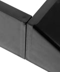 Carbon Steel Fence Pad For Warehouse Protection With Tool Free Install, Heavy Duty Fence Pad To Guard Equipment In Industrial and Storage Settings close-up, black 19x8.5x5.5 cm