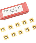 Pro Grade Titanium Coated Square Tungsten Carbide Inserts For CNC Spoilboard Surfacing And Router Bits 12 By 12 By 2.2mm 35 Degree Fit