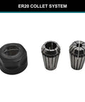 ER20 collet system with collets and nut for precision routing, suitable for Badass 3 1/4 Horsepower Router Motor.