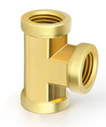Brass Tee Fitting Kit Three Way One Quarter Inch NPT Female Pipe Connectors Five Piece Set Forged Brass Plumbing Fittings