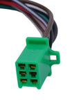 Close-up of green 6-pin connector for Motorcycle Ignition Key Lock Set For 12V Switches And 6 Wire Systems Dirt Bike Ignition Coil Lock Kit Replaces Faulty Ignition Switch Quick Install Ride Ready Secure Start For Unresponsive Engines