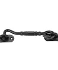 WUUWCHODC Gate Hook and Latch Closure for Cabinet Window Door, black coated stainless steel, traditional style, side view.