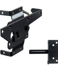 Carbon Steel Self Closing Vinyl Fence Gate Hinge And Latch Hardware Kit With 2 Hinges And 1 Latch For Vinyl Or Wood Fences, Black