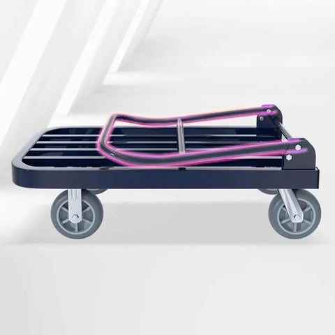 Heavy Duty Push Cart Dolly With Foldable Flatbed Extended Trailer And Sturdy Square Tube Frame For Easy Transport Loading And Moving Luggage Groceries Boxes And More In Home Or Office, side view