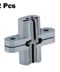 Close-up of 180 Degree Invisible Folding Door Hinge Set For Wood And Counter Doors Concealed Cross Hinges Stainless Steel 2 Pack