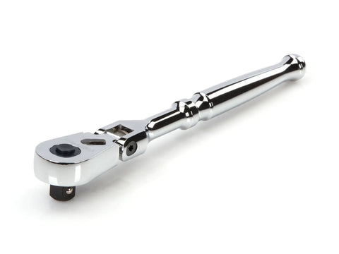 Three Eighths Inch Drive Eight Inch Flex Head Quick Release Ratchet With 180 Degree Flex 9 Position Detents 90 Tooth Gear Ultra Compact Head