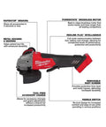 Professional Grade M18 Fuel Four Pack Cordless Power Tool Combo Kit Featuring Heavy Hitting One Half Drill Fast Draw Impact Wrench And Kickin Sawszall Saw Built For Long Shifts On Site With Top Shelf Performance details including motor and safety features.
