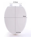 Smooth As Butter Soft Closing Square Toilet Seat With Quick Release Hinges And Stainless Steel Adjustable Hardware Dimensions 12-16cm Width, 36cm Height, 45-47cm Length.