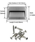 Diagram of Hidden Recessed Pull Handle Two Pack Set Built To Last Stainless Steel with dimensions and included screws