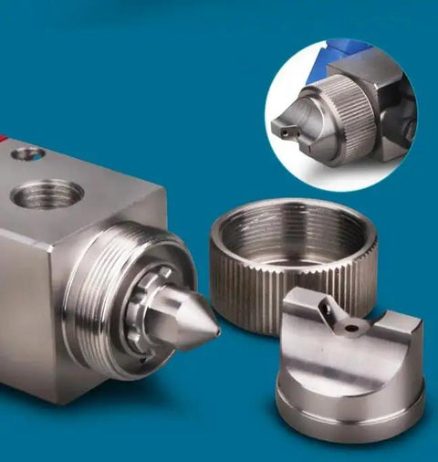 Pro Grade Precision Pneumatic Spray Valve With Micrometer Knob For Industrial Paint Glue Dispensing Heavy Duty Stainless Steel Housing G1/8 Thread 1 5mm Nozzle Compressed Air Atomizer nozzle detail and tuning dial
