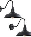 14 Inch Outdoor Gooseneck Barn Light Fixture Two Pack Black Matte Exterior Wall Sconce for Porch Patio Garage Classic Retro Style
