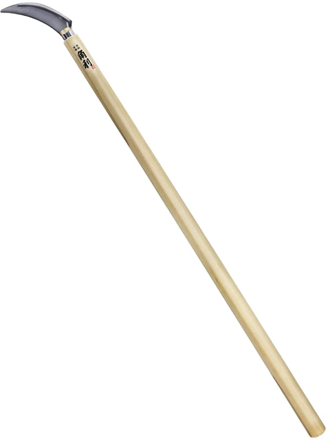 Long Handle Harvest Sickle For Weeding And Harvesting 32 Inch Stand Up Weeding Tool With Serrated Japanese Stainless Steel Blade
