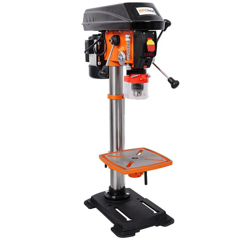 CWKISS 12 Inch Benchtop Drill Press With Laser Positioning System Variable Speed 450 To 3150 RPM Digital Display on sturdy steel base.