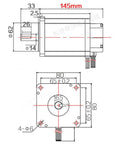 Technical drawing of Beefy 110V 750W Brushless DC Motor With Driver, 3000 RPM, 80mm Flange, 14mm Shaft, Hall Sensor.