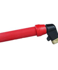 Solid Heavy Duty Welding Electrode Holder With Twist Grip Handles Rated For 400 Amps showing red ergonomic grip and clamping end.