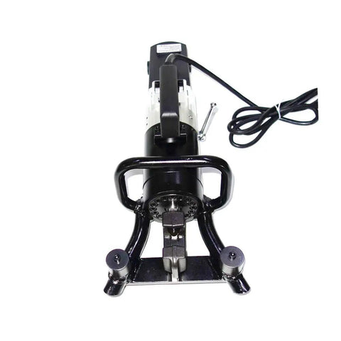 Heavy Duty Electric Rebar Bender Semi Automatic Steel Rod Spiral Bending Machine Max Bend Size 32mm top view with handle and motor.