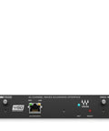 Front view of DN32-WSG Expansion Card for 32-Channel Low Latency AoIP in WAVES SoundGrid Networks with ports and indicators
