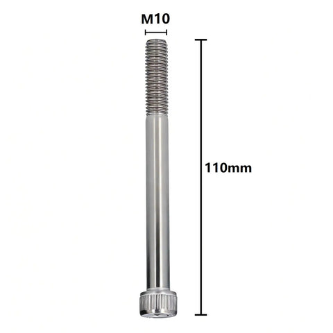 Dead Nuts Reliable M10 X 110mm Hex Socket Head Cap Screws Bolt Kit With 10 Pack A2-70 Stainless Steel, shown individually.