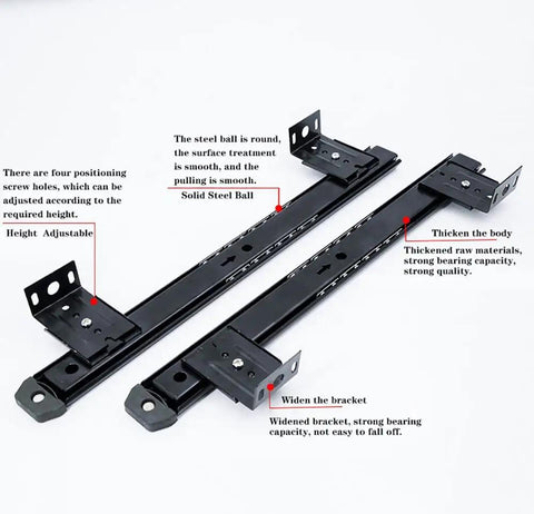 Premium Heavy Duty 350Mm Drawer Slides Featuring Ball Bearing Runners For Kitchen Cabinets And Office Storage With Silver Finish, showing adjustable screw holes and solid steel construction.