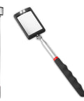 Extendable Car Inspection Mirror With Light 12 To 35 Inch Telescoping Tool LED View 360 Degree Adjustable Non Slip Grip For Tight Spots Under Dash And Engine Bay Easy Reach Vision, stainless steel handle