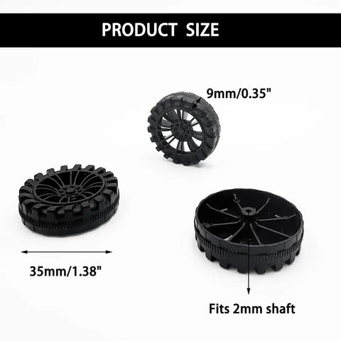 30Pcs Plastic Toy Car Wheels With 2mm Shafts And 15Pcs Round Rod Axles For RC Cars Trucks Robots DIY Model Parts Black
