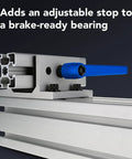 Blue L Handle Linear Bearing Brake Kit For 40 Series Aluminum Extrusion Accessories with adjustable stop feature shown.