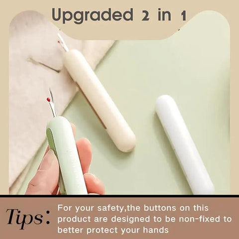 3 Pack 2 In 1 Seam Ripper And Needle Threader Set For Hand Sewing, Handy Compact Design, tools in green, white, beige