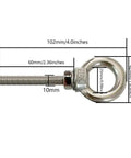 Heavy Duty M10 Shoulder Eye Bolt 304 Stainless Steel 4 Inch Lifting Ring 2 Pack Includes Nuts And Washers with size dimensions.